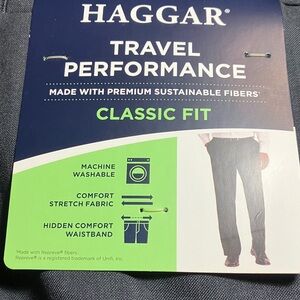 Haggar Travel Performance Classic Fit Dress Pants 34x32 Med Gray